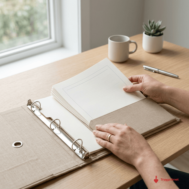 Mapp med dokument för testamente